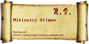 Miklovicz Vilmos névjegykártya